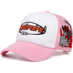 UMiCHOi Embroidery Trucker Hat Cute Dad Hat Mesh Skeleton Baseball Caps for Men Women Youth