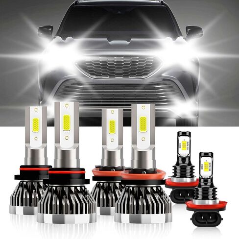 Compatible For Toyota Highlander 2014-2019 9005 H11 High/Low Beam H11 Fog Light Bulbs Pulg And Play IP68 Pack of 6 in Saudi Arabia
