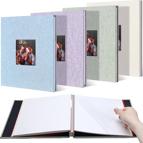 Sieral 4 Pcs Large Photo Album 10.6 x 11" Self Adhesive Scrapbook Album for 4x6 5x7 8x10 Pictures 40 Pages DIY Linen Cover Memory Album Photo Book for Family Travel Wedding Gifts in Saudi Arabia