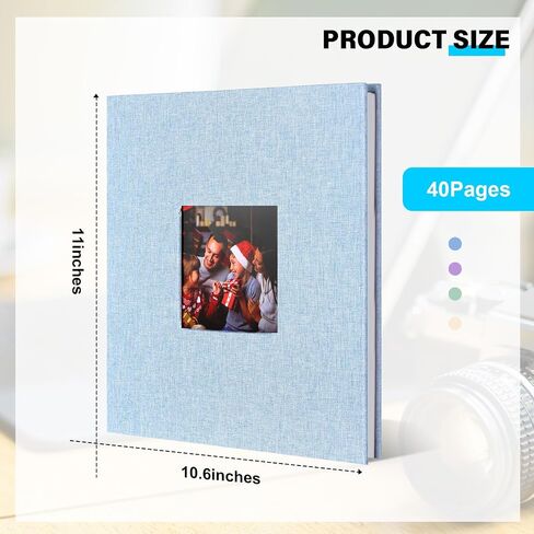Sieral 4 Pcs Large Photo Album 10.6 x 11" Self Adhesive Scrapbook Album for 4x6 5x7 8x10 Pictures 40 Pages DIY Linen Cover Memory Album Photo Book for Family Travel Wedding Gifts in Saudi Arabia