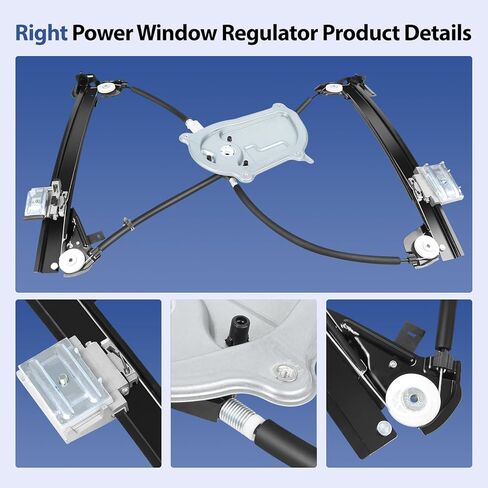 منظم نافذة الطاقة اليمنى الأمامي بدون محرك متوافق مع VW Volkswagen Beetle Convertible 2003-2010- استبدل 1Y0837462F ، 1Y0837462B (جانب الركاب) in Kuwait