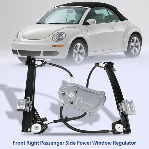 منظم نافذة الطاقة اليمنى الأمامي بدون محرك متوافق مع VW Volkswagen Beetle Convertible 2003-2010- استبدل 1Y0837462F ، 1Y0837462B (جانب الركاب) in Kuwait