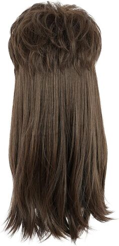 Karlery Long Straight Brown 70s 80s Disco Mullet Wig Halloween Costume Wig Cosplay Punk Rock Wig in Kuwait