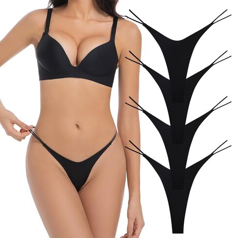 ثونغات القطن النسائي في فيساي 4 عبوات-100 ٪ من القطن G-string ملابس داخلية سلسة لا عرض in Kuwait