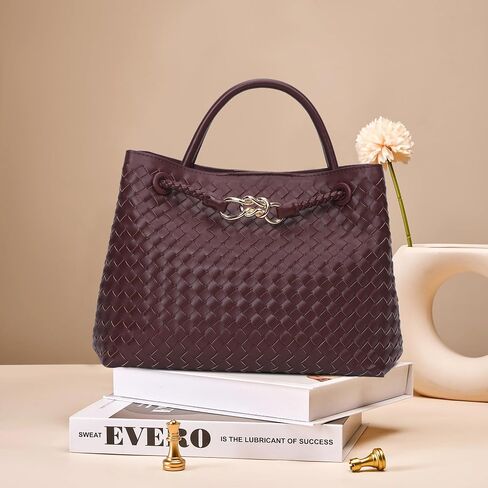 Woven Tote Bag for Women Crossbody Handbag,Vegan Leather Large Tote Purse,Trendy Satchel Handbag Bowknot Shoulder Bag in Saudi Arabia