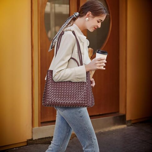 Woven Tote Bag for Women Crossbody Handbag,Vegan Leather Large Tote Purse,Trendy Satchel Handbag Bowknot Shoulder Bag in Saudi Arabia