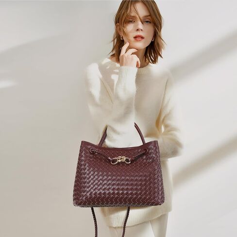 Woven Tote Bag for Women Crossbody Handbag,Vegan Leather Large Tote Purse,Trendy Satchel Handbag Bowknot Shoulder Bag in Saudi Arabia