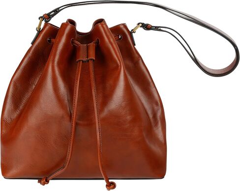 Time Resistance Leather Bucket Bag - Full-Grain Leather Handbag for Women - Italian Handmade Shoulder Bag in Kuwait