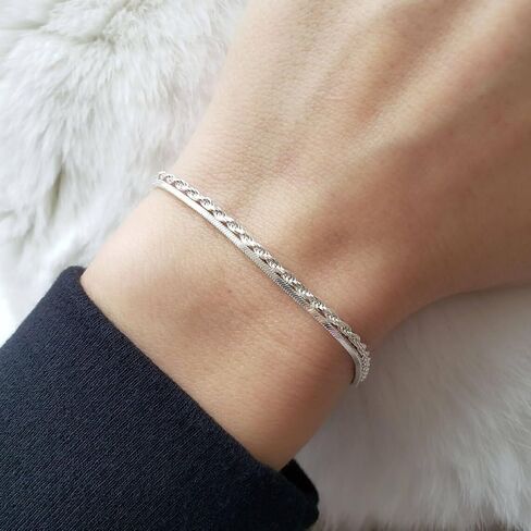 2mm 925 سوار سلسلة الأفعى الفضية الاسترليني للمرأة والرجال زوجين الأساور ، هدية الهيب هوب العصرية لجلفرينغ/صديقها/أحبائهم/أبي المجوهر in Kuwait