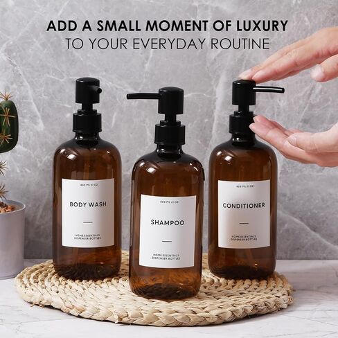 HOMCDALY Shampoo and Conditioner Dispenser, 21oz 3-Pack Refillable Pump Bottles, Shampoo Container, Empty Pump Bottle, Bathroom Shower Dispenser（21oz-White&Gold） in Saudi Arabia