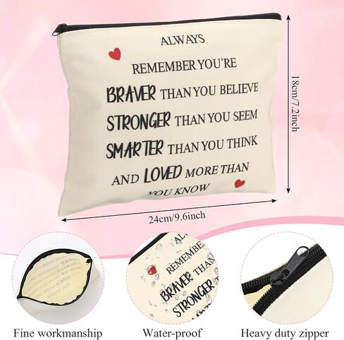 Coume 12 Pieces Thank You Gift Makeup Bags for Women Inspirational Appreciation Gift for Coworkers Teacher Nurse Employee Social Worker Volunteer Canvas Cosmetic Bags for Birthday Leaving(Inspiring) in Saudi Arabia