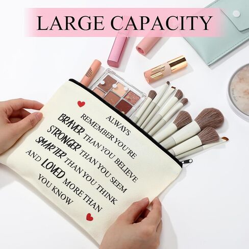 Coume 12 Pieces Thank You Gift Makeup Bags for Women Inspirational Appreciation Gift for Coworkers Teacher Nurse Employee Social Worker Volunteer Canvas Cosmetic Bags for Birthday Leaving(Inspiring) in Saudi Arabia