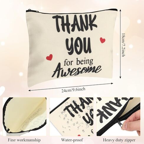 Coume 12 Pieces Thank You Gift Makeup Bags for Women Inspirational Appreciation Gift for Coworkers Teacher Nurse Employee Social Worker Volunteer Canvas Cosmetic Bags for Birthday Leaving(Inspiring) in Saudi Arabia