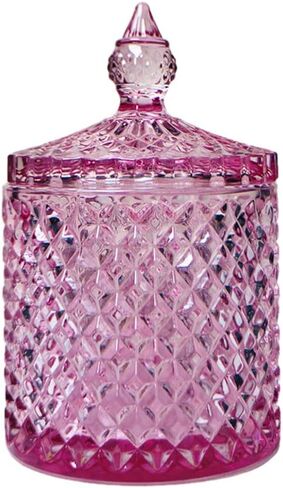 Sizikato Diamonded Crystal Class Candy Jar مع غطاء ، جرة زخرفية ملونة ، صندوق مجوهرات ، حامل تخزين مسحة القطن. in Saudi Arabia