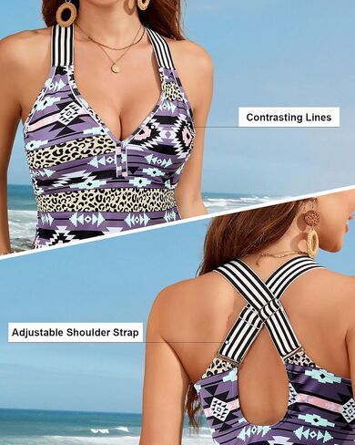 Century Star Tankini Swimsuits for Women 2025 Two Piece Bathing Suits with Sporty Pockets Tummy Control Modest Swimwear in Saudi Arabia