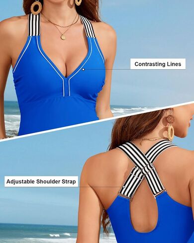Century Star Tankini Swimsuits for Women 2025 Two Piece Bathing Suits with Sporty Pockets Tummy Control Modest Swimwear in Saudi Arabia