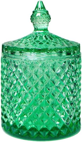 Sizikato Diamonded Crystal Class Candy Jar مع غطاء ، جرة زخرفية ملونة ، صندوق مجوهرات ، حامل تخزين مسحة القطن. in Saudi Arabia