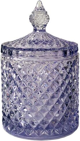 Sizikato Diamonded Crystal Class Candy Jar مع غطاء ، جرة زخرفية ملونة ، صندوق مجوهرات ، حامل تخزين مسحة القطن. in Saudi Arabia