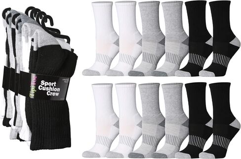 Tipi Toe 12-Pack Women's Athletic Hiking Running Thick Cushion Crew Socks - Breathable with Arch Support Socks in Saudi Arabia