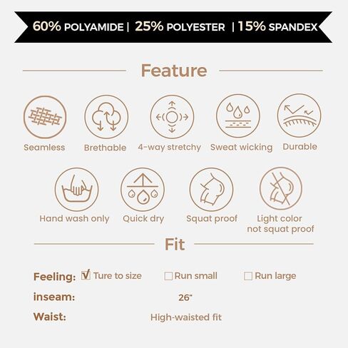 Aoxjox Workout Seamless Leggings for Women Smile Contour High Waisted Athletic Yoga Pants Tights 26" in Saudi Arabia