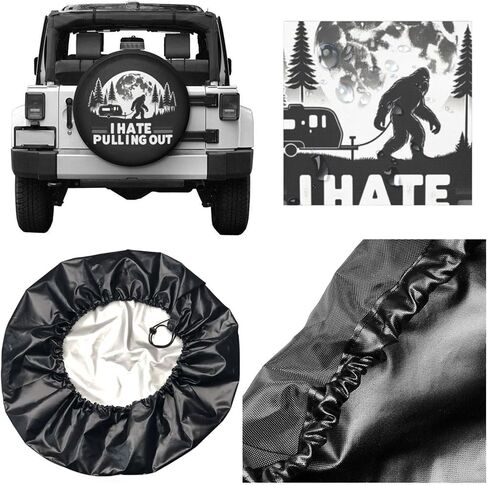 I Hate Pulling Out Bigfoot Decorative Weatherproof Wheel Protector Cover Universal Fit Spare Tire Cover for RV, SUV, and Camper Trailers 16 in in Kuwait