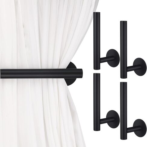 Queekay Self Adhesive Curtain Holdbacks Black Curtain Tiebacks No Nail Holders Tie Backs for Wall Drapes Pull Backs Hooks for Drapes in Saudi Arabia