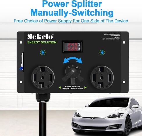 Manual EV Charging Switch for Dryer & EV, NEMA 14-30P to 14-30R & 14-50R, 240V, 25A Power Splitter Switch, with a Safety Breaker Switch, Hand-Operated Selector, Plug and Play in Saudi Arabia