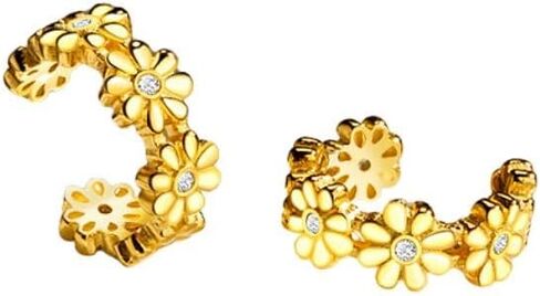 Daisy Flower Ear Cuffs Cartilage Non Piercing Clip On Huggie Earrings 925 Sterling Silver Dainty Cubic Zirconia Crystal Floral Fake Hoops Wrap Earring Cute Birthday Jewelry Gifts for Women Hypoallergenic in Kuwait
