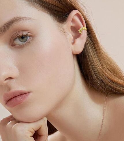 Daisy Flower Ear Cuffs Cartilage Non Piercing Clip On Huggie Earrings 925 Sterling Silver Dainty Cubic Zirconia Crystal Floral Fake Hoops Wrap Earring Cute Birthday Jewelry Gifts for Women Hypoallergenic in Kuwait