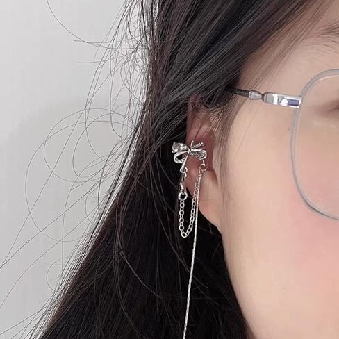 Ear Cuff Earrings for Women Simple Butterfly Tassels Ear Wrap Earrings Non Piercing Cartilage Hoop Clip On Huggie Earrings in Saudi Arabia