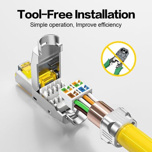 CAT6 RJ45 Connector Tool-free Unshielded CAT6 Connector Toolless for 23 to 26 AWG Network Cable (6PACK) in Kuwait