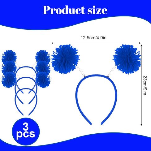 3 Pcs Pom Pom Headbands Head Bopper for Women Party Favor Headbands Costume Accessories for Halloween Mardi Gras in Saudi Arabia