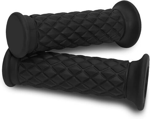 2 PCS Motorcycle Hand Grips, Non Slip Rubber Bar for 7/8" 22mm/24mm Handles, Vintage Motorbike Thruster Grip with Open End, Universal for Motocross Scooter Dirt Bike (Black) in Saudi Arabia