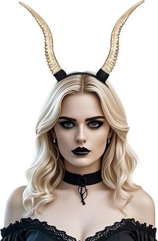 MOSTORY Demon Antelope Horns Headband - Devil Sheep Horns Headpiece for Adult Halloween Cosplay Renaissance Photo Shoot in Saudi Arabia