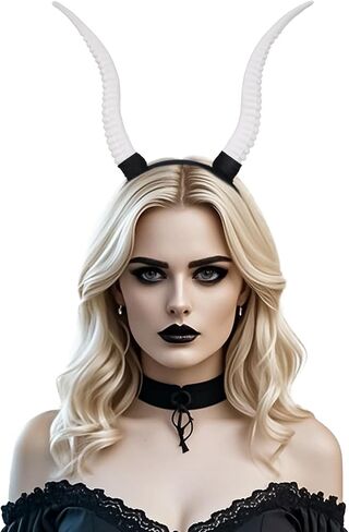 MOSTORY Demon Antelope Horns Headband - Devil Sheep Horns Headpiece for Adult Halloween Cosplay Renaissance Photo Shoot in Saudi Arabia