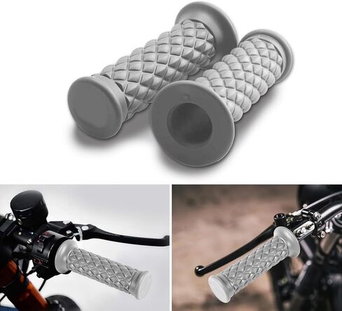 2 PCS Motorcycle Hand Grips, Non Slip Rubber Bar for 7/8" 22mm/24mm Handles, Vintage Motorbike Thruster Grip with Open End, Universal for Motocross Scooter Dirt Bike (Black) in Kuwait