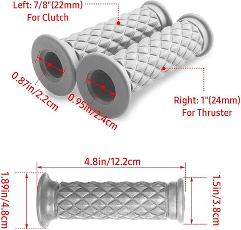 2 PCS Motorcycle Hand Grips, Non Slip Rubber Bar for 7/8" 22mm/24mm Handles, Vintage Motorbike Thruster Grip with Open End, Universal for Motocross Scooter Dirt Bike (Black) in Kuwait