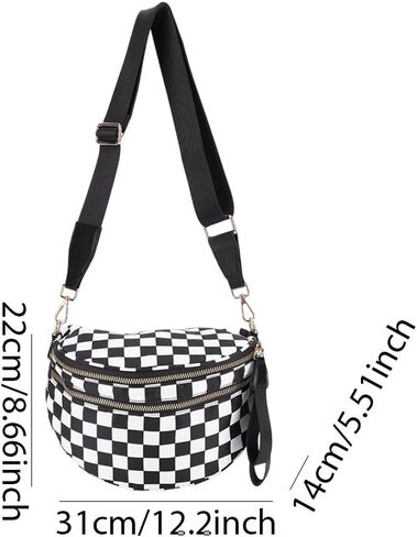 أكياس Crossbody Lushandy Checkered للنساء ، Bum Bag Nylon Cheghered Counter Bag Based Hobo Crossbody للسفر in Kuwait