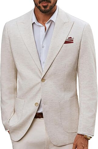PJ Paul Jones Mens Blazer Cotton Linen Stup Jacket Jacket Lightweight Disual Blazer مع جيوب in Saudi Arabia