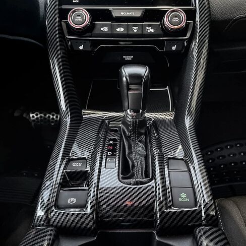 Gear Shift Panel Frame Decals for 10th Gen Honda Civic 2016 2017 2018 2019 2020 2021 Accessories ABS Carbon Fiber Stickers in Kuwait