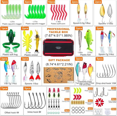 Fishing Lure Kit,Tackle Box with Tackle Included Accessories Fishing Starter Kit for Adults, Includes Spoon Crankbait Plastic Shrimp Worm Hook for Bass Trout Fishing Gifts for Men Orange in Saudi Arabia