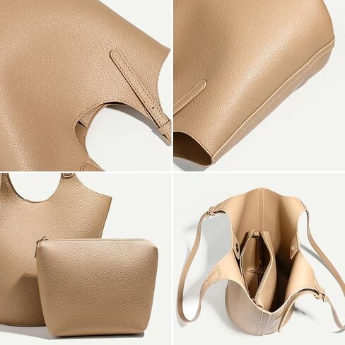 Womens PU Leather Shoulder Bag Large Bucket Tote Purse Handbag Casual Top Handle Satchel 2pcs with Adjustable Strap in Saudi Arabia