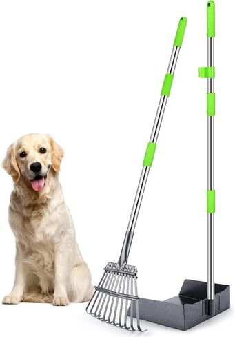 Extra Large Pooper Scooper, Pet Poop Tray and Rake with Adjustable Long Handle, Pet Waste Removal Heavy Duty Dog Pooper Scooper Great for Large Dog Grass Street Gravel in Saudi Arabia