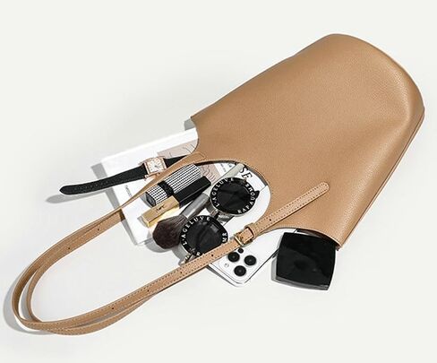 Womens PU Leather Shoulder Bag Large Bucket Tote Purse Handbag Casual Top Handle Satchel 2pcs with Adjustable Strap in Saudi Arabia