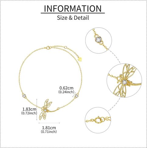 14K الذهب الصلب اليعسوب/السحرة سوار عقدة حقيقية 14K الذهب الأصفر الساحرة الهدايا المجوهرات للنساء in Kuwait