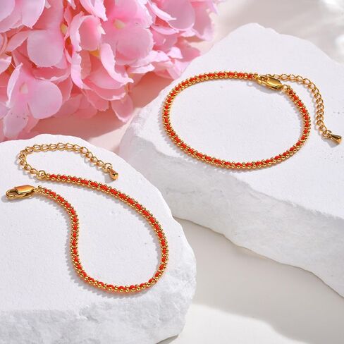 Women's Red Rope Gold Bracelet - 14k Gold Plated Link Bracelets,Hypoallergenic Stainless Steel Adjustable Luck Red Woven Bracelet,Christmas Valentine's Day Birthday Party Trendy Jewelry Gift for Her in Kuwait