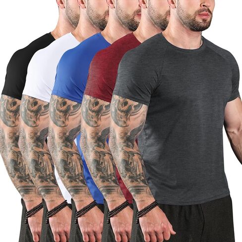 Sumolux 5 Pack Men's Active Crew Neck T Charts Dry Dry Athletic Running Gym Procleout Short Sleeve Tops Bulk in Kuwait