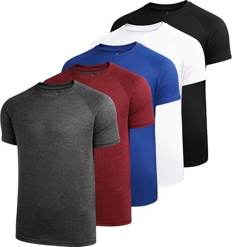Sumolux 5 Pack Men's Active Crew Neck T Charts Dry Dry Athletic Running Gym Procleout Short Sleeve Tops Bulk in Kuwait