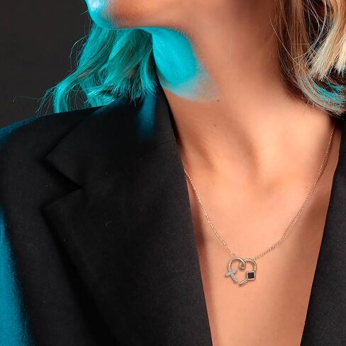 Cross Heart Necklace Nano Bible in Jewelry - 925 Sterling Silver Christian CZ Pendant Holy KJV New Testament Microchip, Romantic Religious Mother's Day Gift Jewelry, 18" Spiga Chain in Saudi Arabia