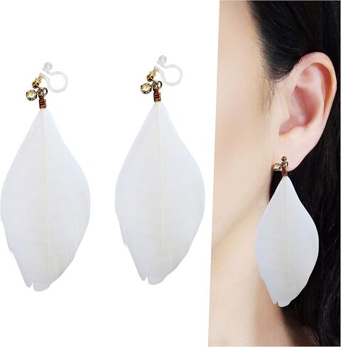 Miyabi Grace Women's Negant Dangle White Black Gold Gold Pink Green Mase غير مرئي على أقراط مريحة غير مثقوبة من ألوان ذهبية مثقوبة مظهر in Kuwait